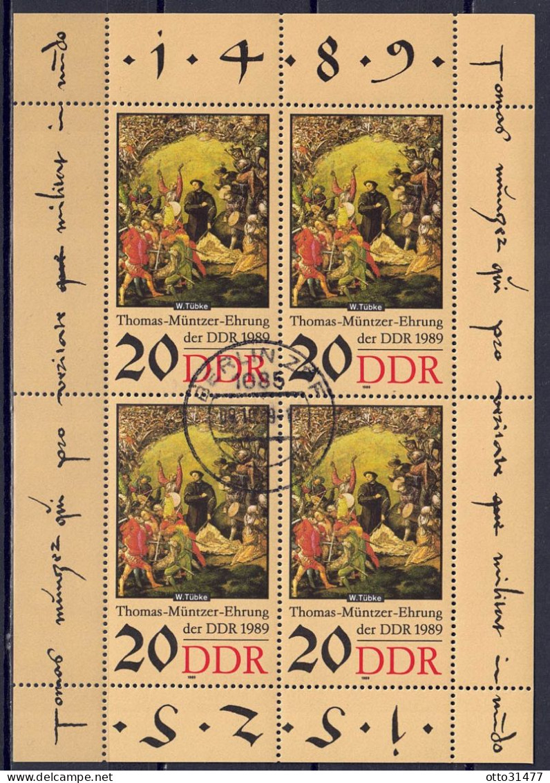 DDR 1989 - Thomas Müntzer, Nr. 3271 Im Klb., Gestempelt / Used - 1981-1990