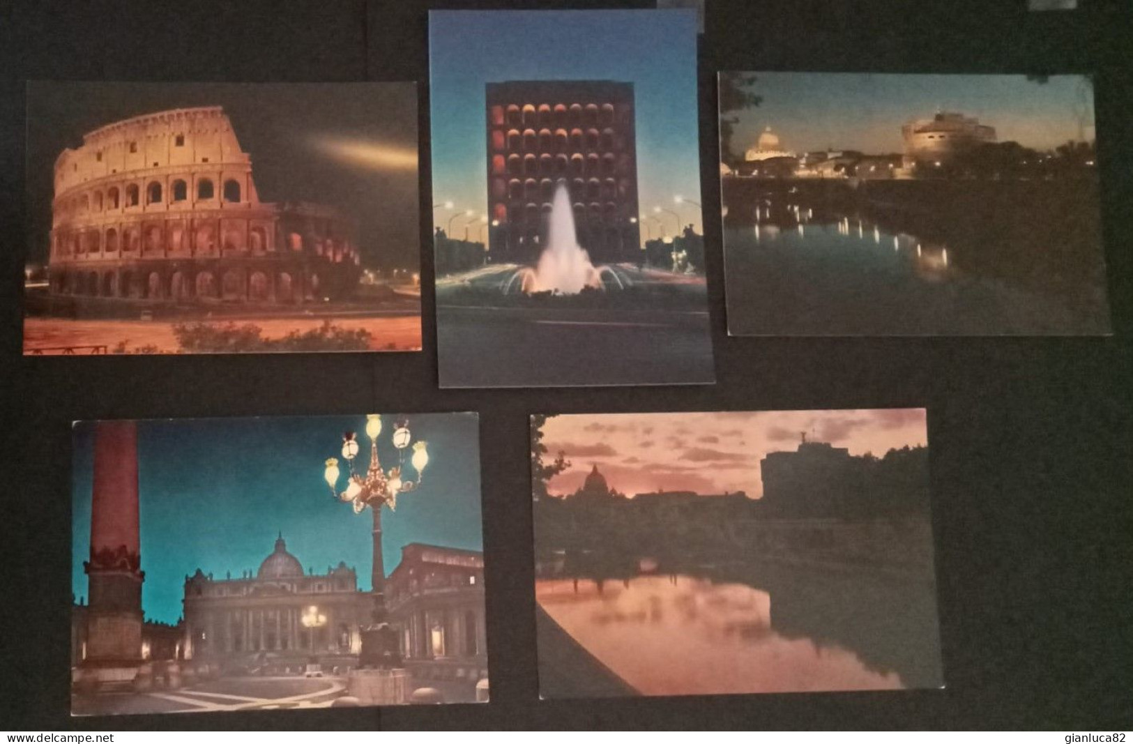 Lotto N. 5 Cartoline Vintage Roma Di Notte Non Viaggiate (341) Come Da Foto 14,8 X 10,3 Cm Offertissima - Collections & Lots