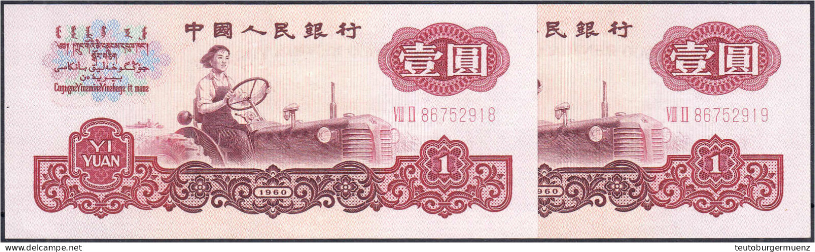 2x 1 Yuan 1960. 2 Römische Zahlen Vor KN. Und Folge KN. VII II 86752918 - VII II 86752919. I. Pick 874c. - Chine