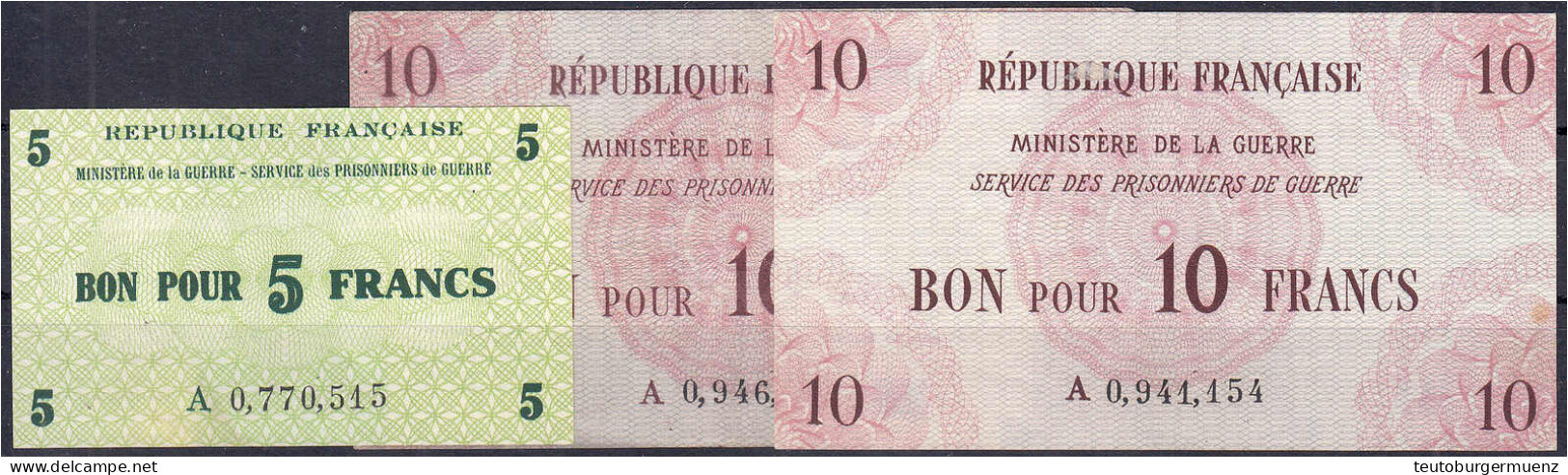 Ministere De La Guerre, 5 U. 2x 10 Francs O.D. Service Des Prisonniers De Guerre. I U. II, Selten - Sonstige & Ohne Zuordnung