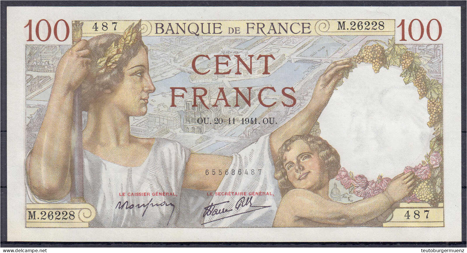 100 Francs 20.11.1941. I. Pick 94. - Andere & Zonder Classificatie