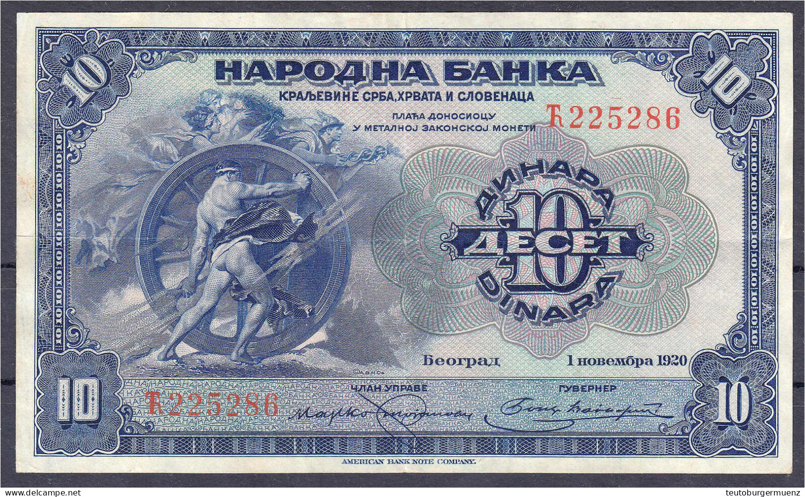 10 Dinara 1.11.1920. III. Pick 21. - Yugoslavia