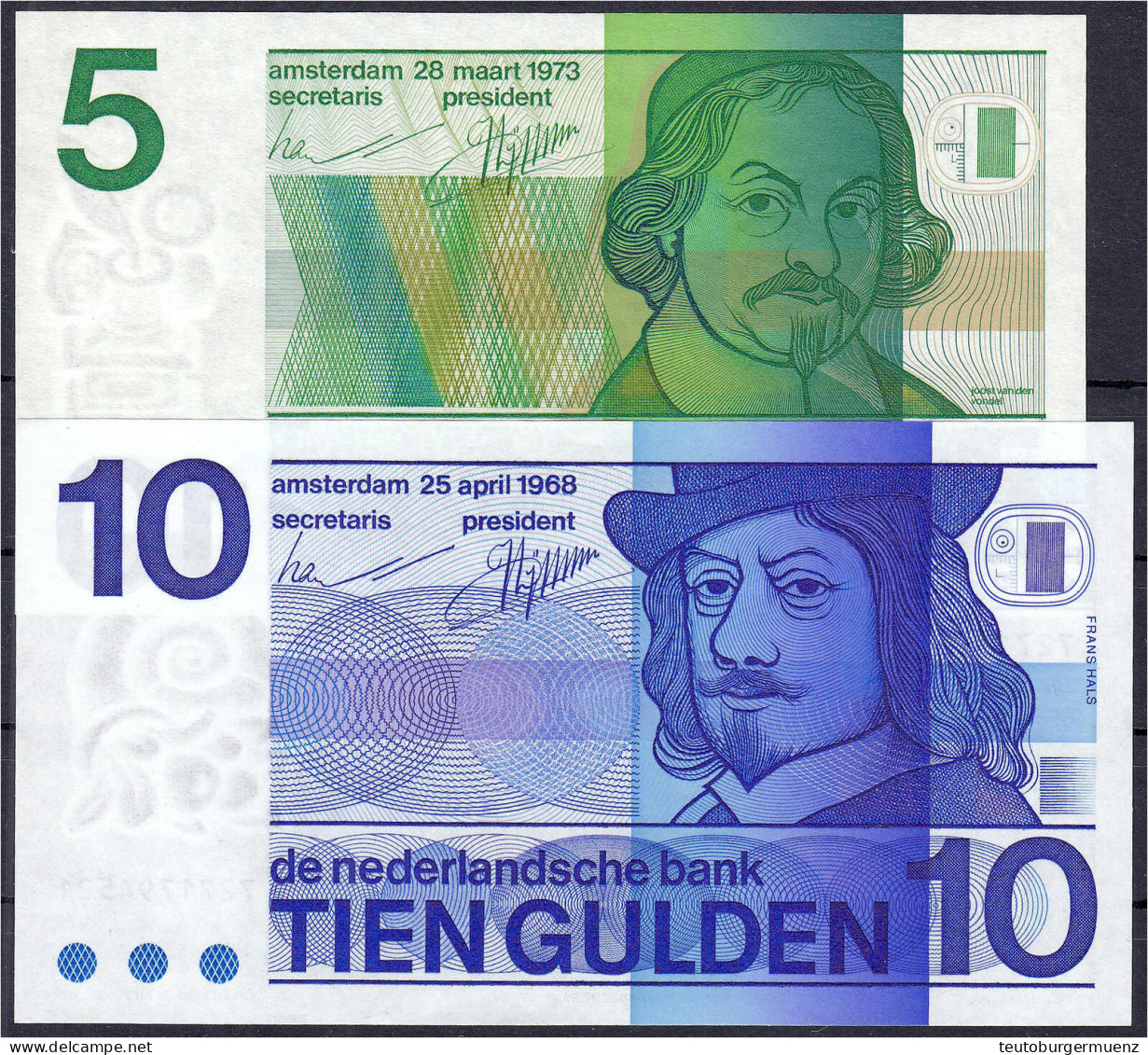 5 Gulden 1973 Und 10 Gulden 1968. I. Pick 91b, 95a. - Andere & Zonder Classificatie