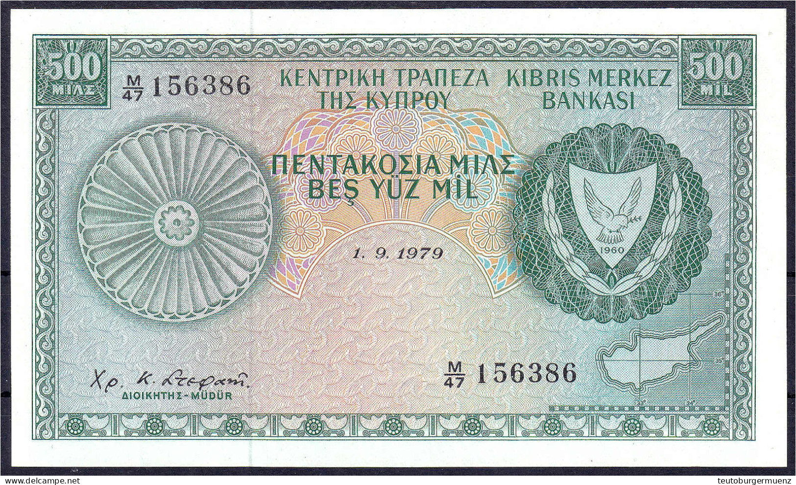 500 Mils 1.9.1979. I. Pick 42c. - Cyprus