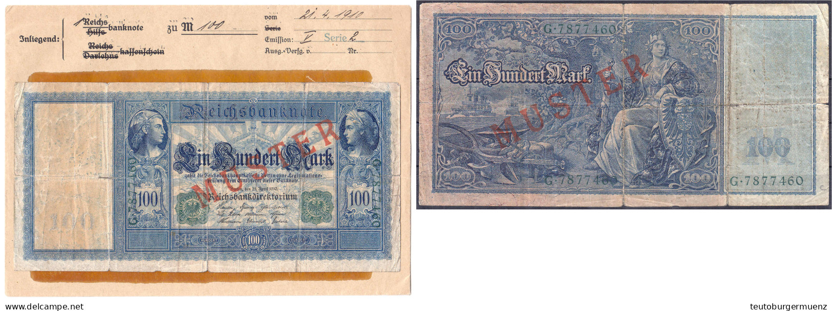 100 Mark (Flotten-Hunderter) 21.4.1910. Mit Rotaufdruck „Muster“ Auf Vs. Und Rs., Serie G Mit Hellblauem Udr., Im Origin - Other & Unclassified