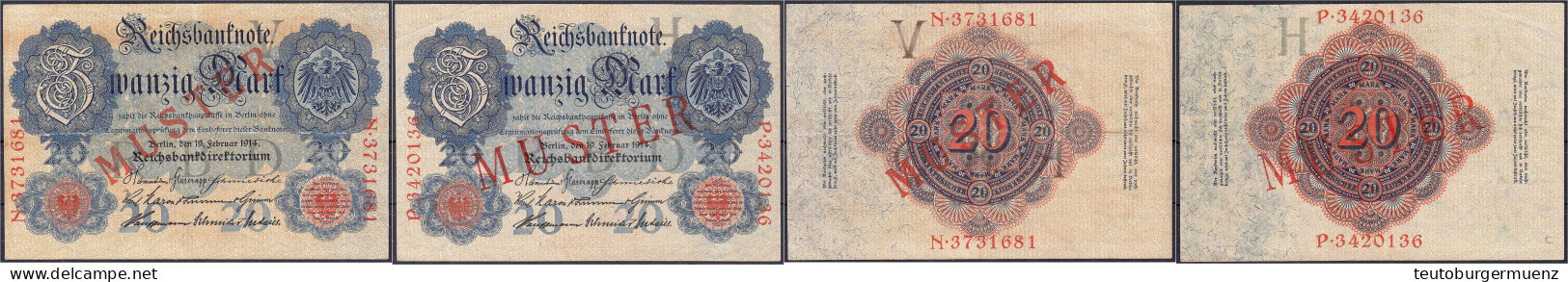 2x 20 Mark 19.2.1914. Mit Rotaufdruck „Muster“ Auf Vs. Und Rs., Udr.-Bst.: V, Serie N Und H / P. 1x (Schuster Sammleranf - Sonstige & Ohne Zuordnung