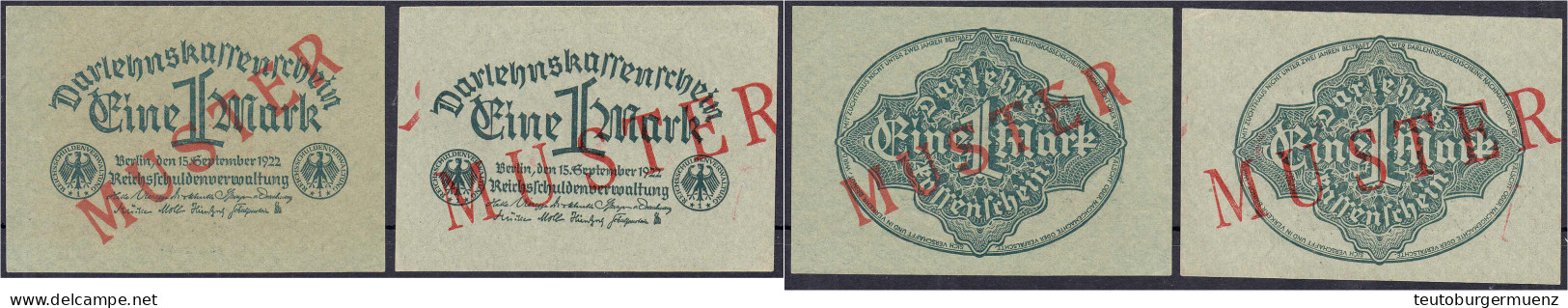 2x 1 Mark 15.9.1922. Mit Rotaufdruck „Muster“ Auf Vs. Und Rs. 1x (Schuster Sammleranfertigung) I / I- Rosenberg 73. Grab - Other & Unclassified