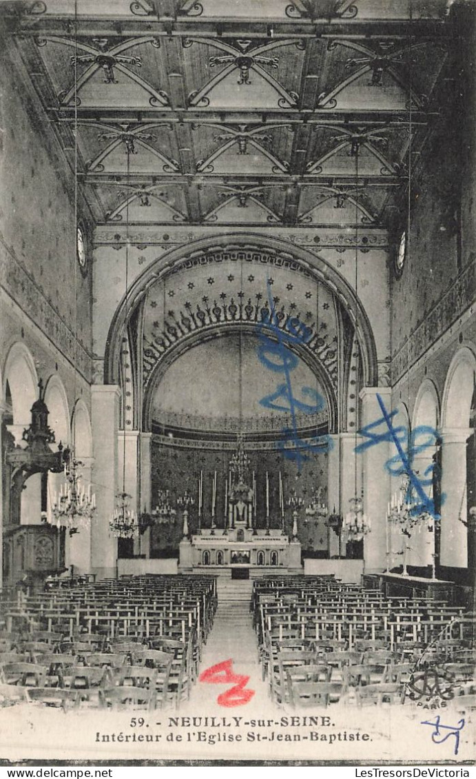 FRANCE - Neuilly Sur Seine - Vue à L'intérieur De L'église St Jean Baptiste - Vue Générale - Carte Postale Ancienne - Neuilly Sur Seine