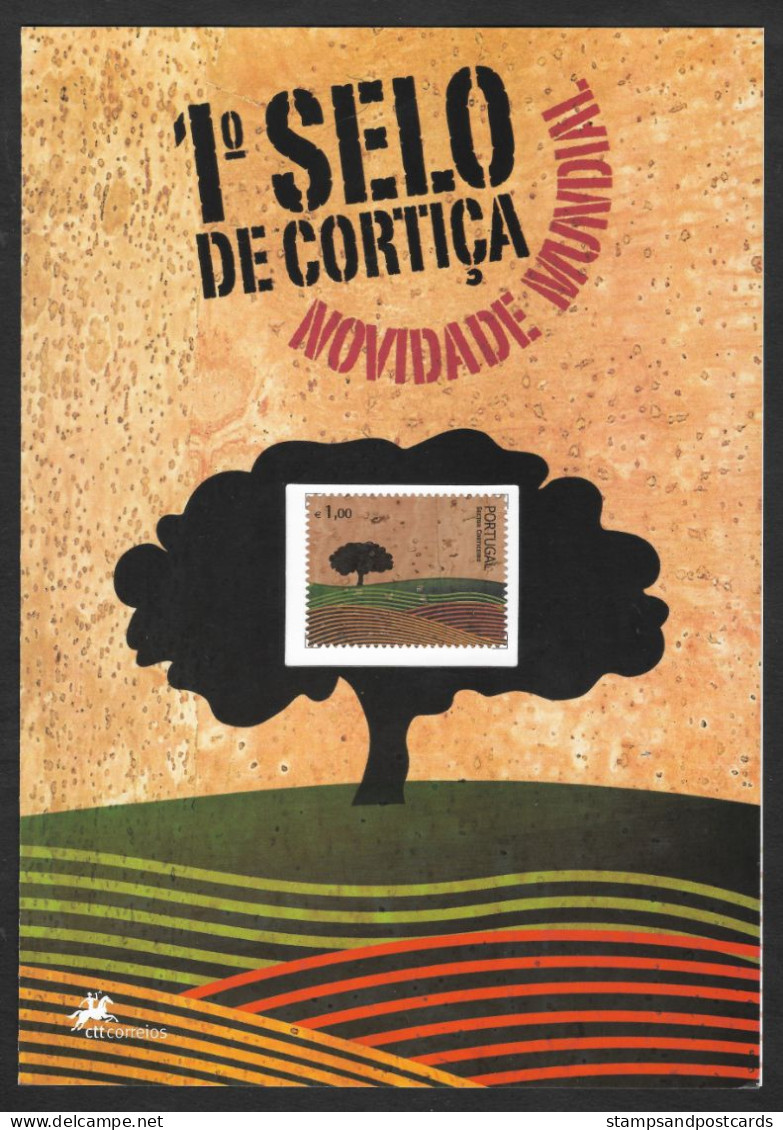 Portugal Premiere Timbre Fait De LIÈGE Arbre 2007 Brochure + Timbre First Ever Stamp Made Of CORK Tree Brochure + Stamp - Cartas & Documentos