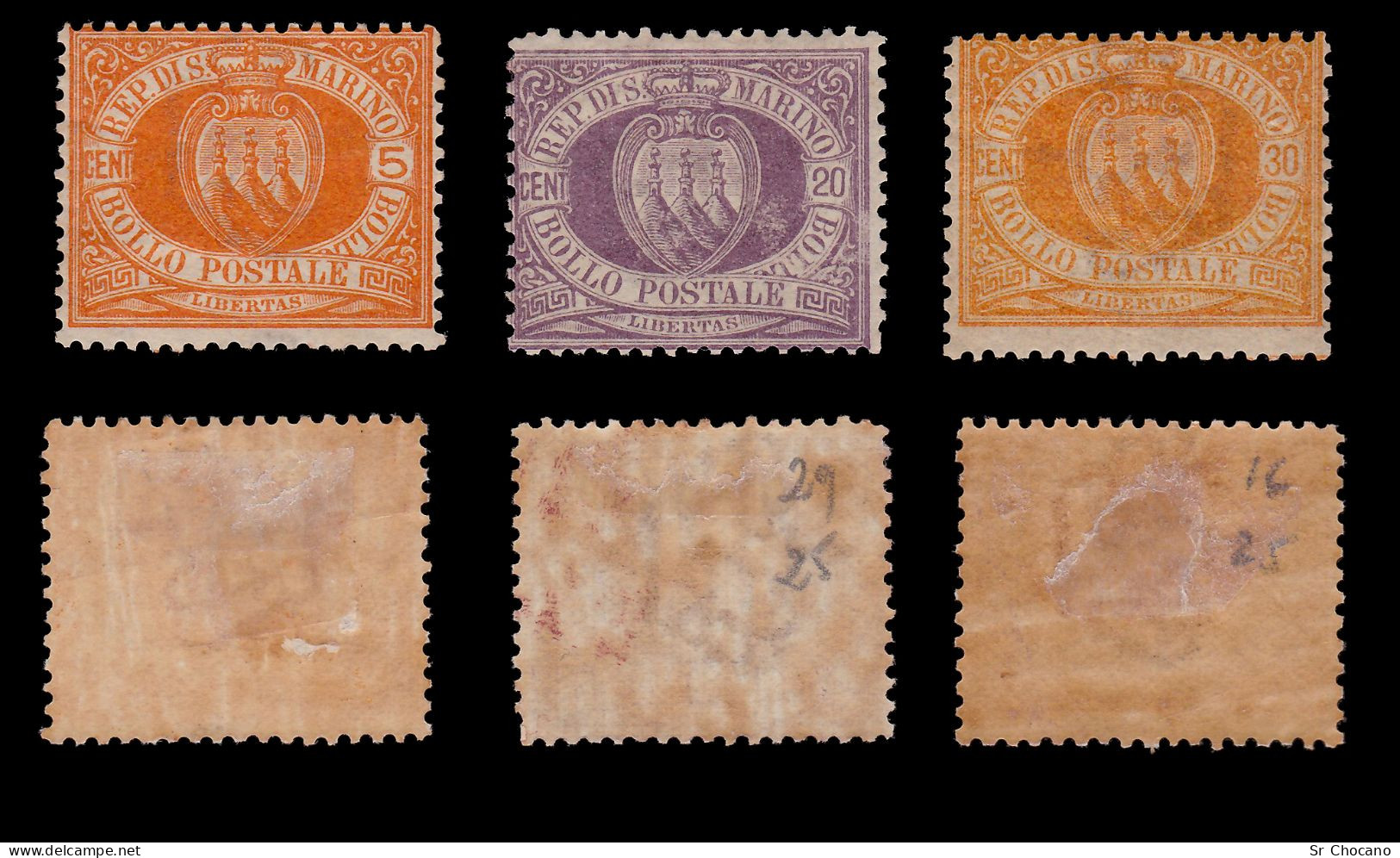 SAN MARINO STAMPS.1877-99.SET 6.MH-MNG - Unused Stamps