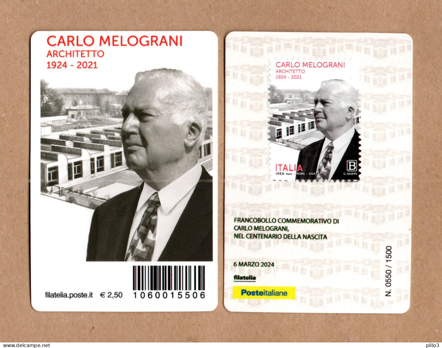 ITALIA :  Tessera  Filatelica  - Arch. Carlo Melograni - Del  6.03.2024 - Filatelistische Kaarten