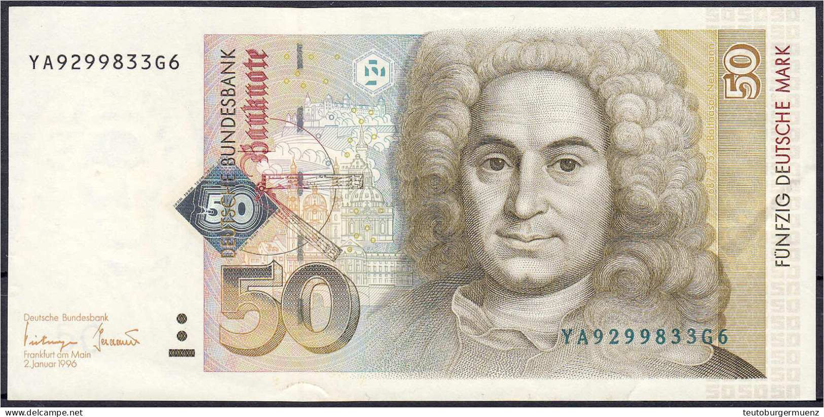 50 Deutsche Mark Austauschnote 2.1.1996. Serie YA/G. I- / II+, Rosenberg 309b. Grabowski. BRD-53b. Pick 45. - Altri & Non Classificati