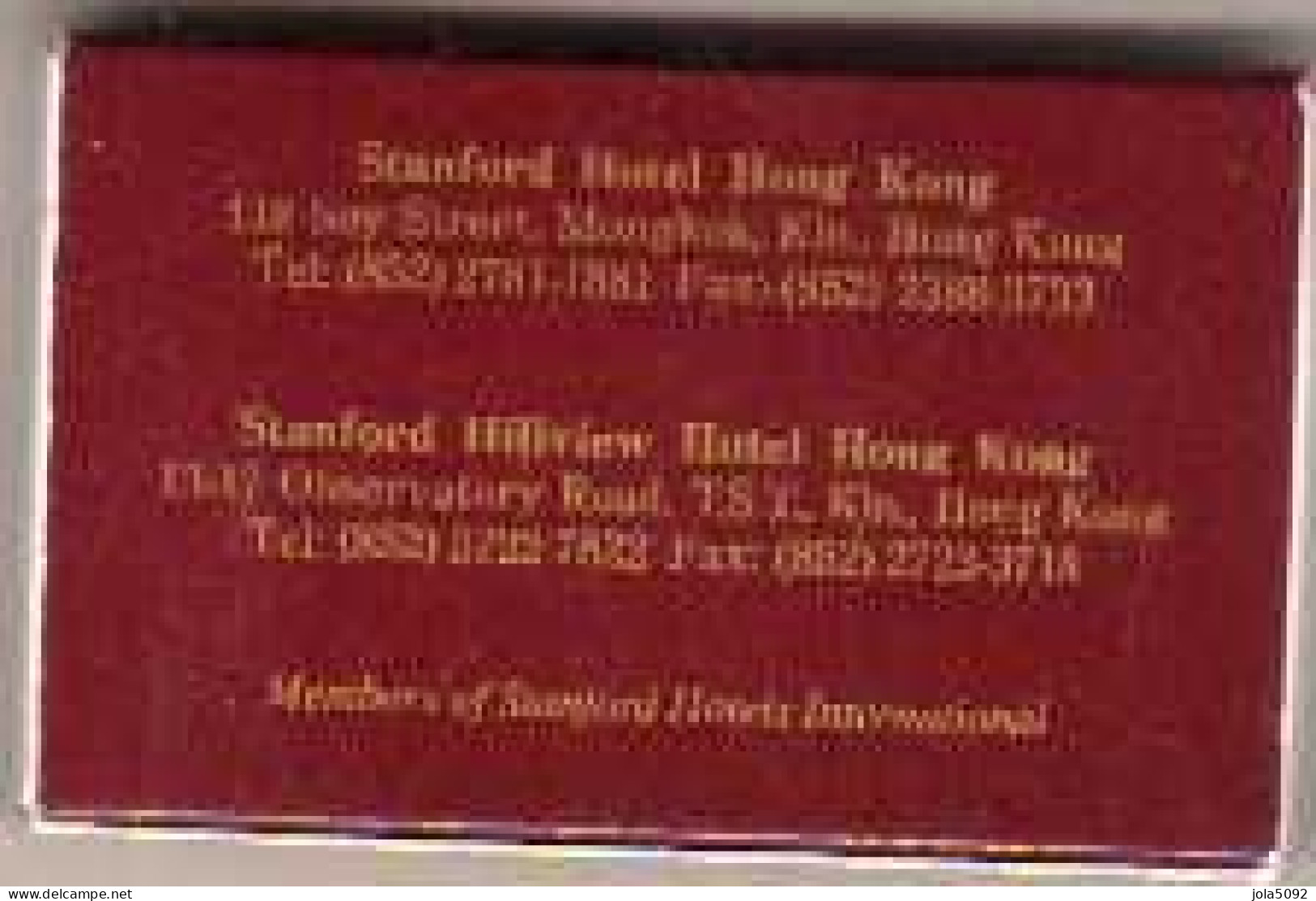 Boîte D'Allumettes - STANFORD HOTEL - HONG KONG - Matchboxes