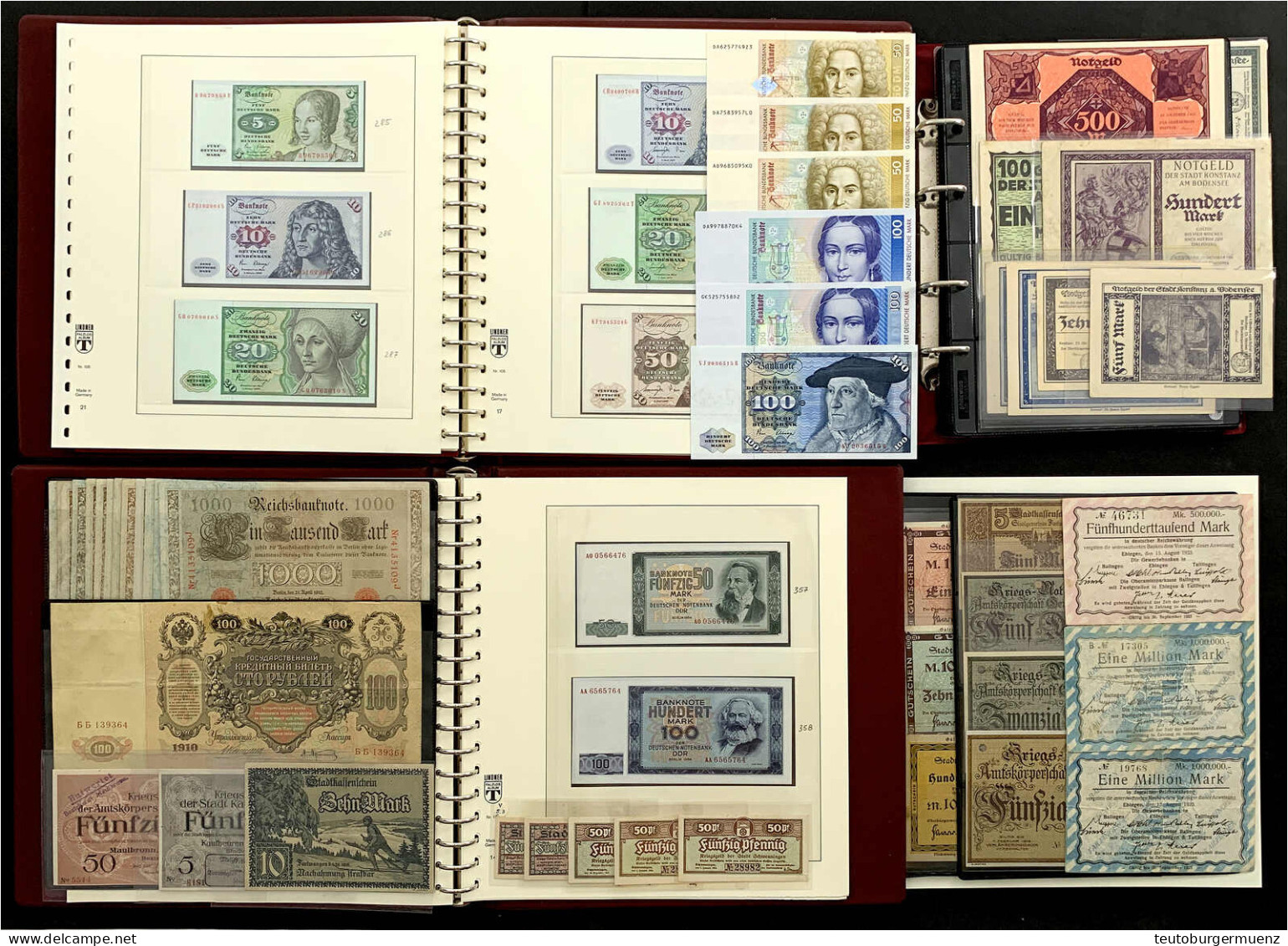 Kleiner Posten Mit Insgesamt Ca. 120 Scheinen, Darunter Notgeldscheine Bis Zur Billion, Reichsbanknoten, Alliierte Milit - Collections