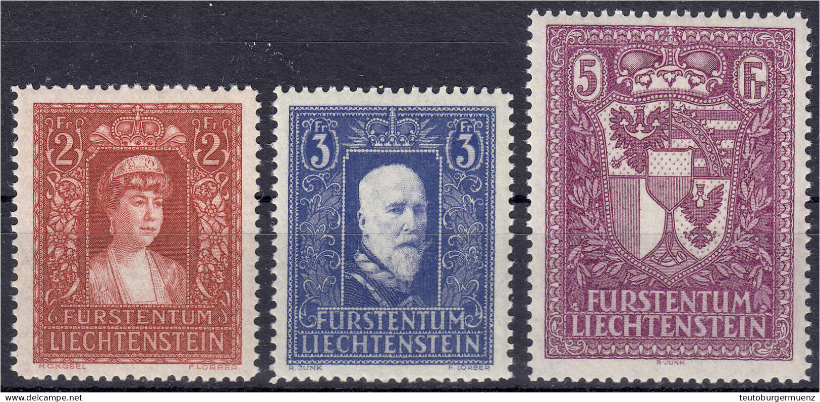 Fürstin Elsa, Fürst Franz I. Und Landeswappen 1933, Kompletter Satz In Postfrischer Erhaltung. Mi. 1.100,-€ Michel 140-1 - Autres & Non Classés