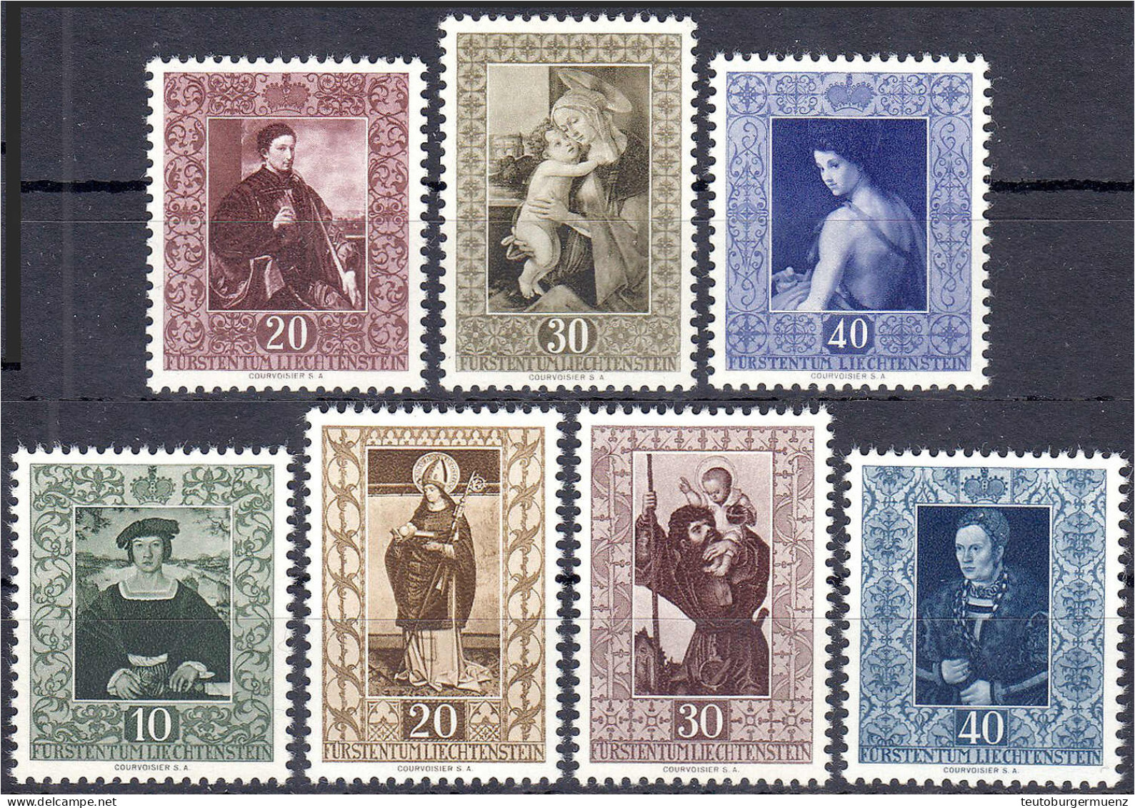 Gemälde Aus Der Fürstlichen Gemäldegalerie 1952/1953, Zwei Postfrische Sätze In Luxuserhaltung. Mi. 260,-€ Michel 306-30 - Other & Unclassified