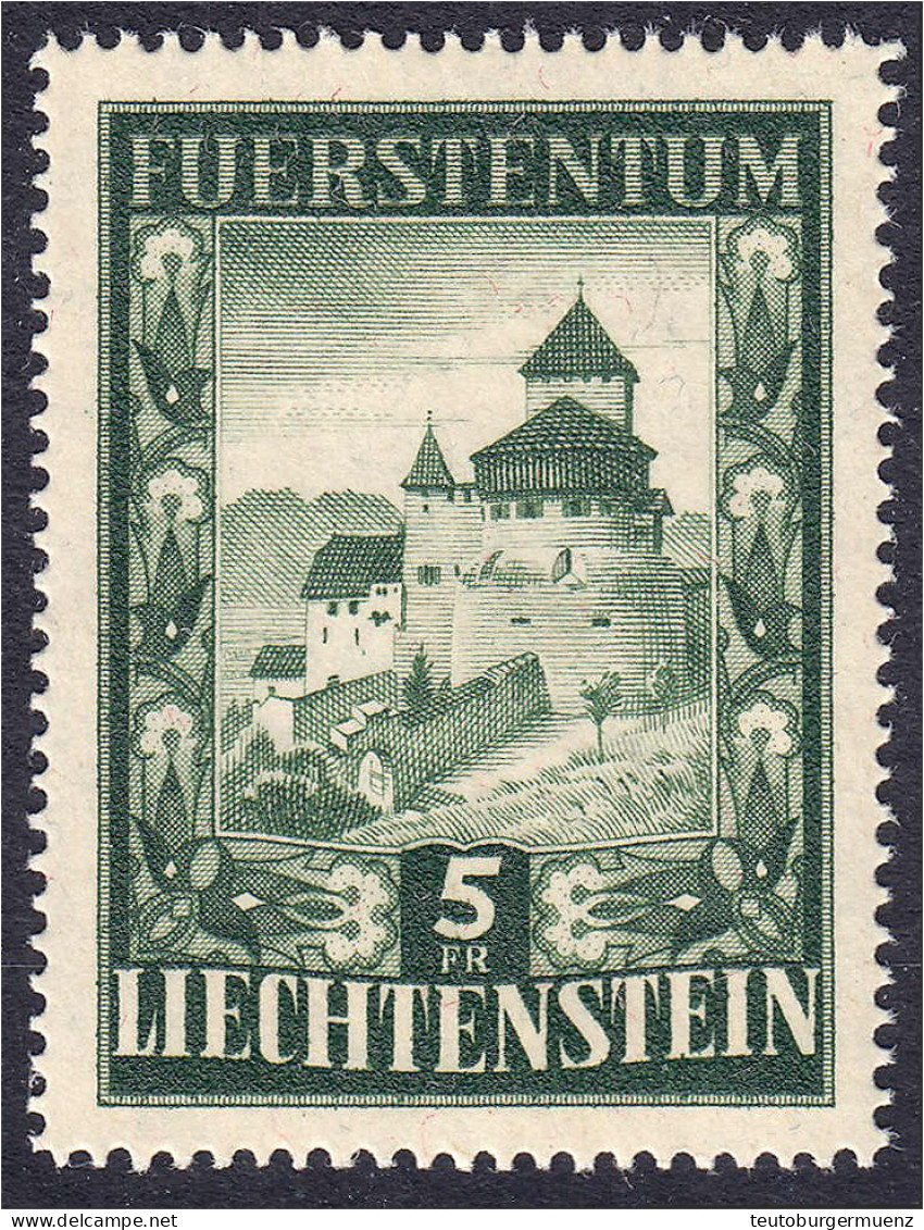 5 Fr. Schloss Vaduz 1952, Postfrische Erhaltung. Mi. 250,-€ Michel 309. - Sonstige & Ohne Zuordnung