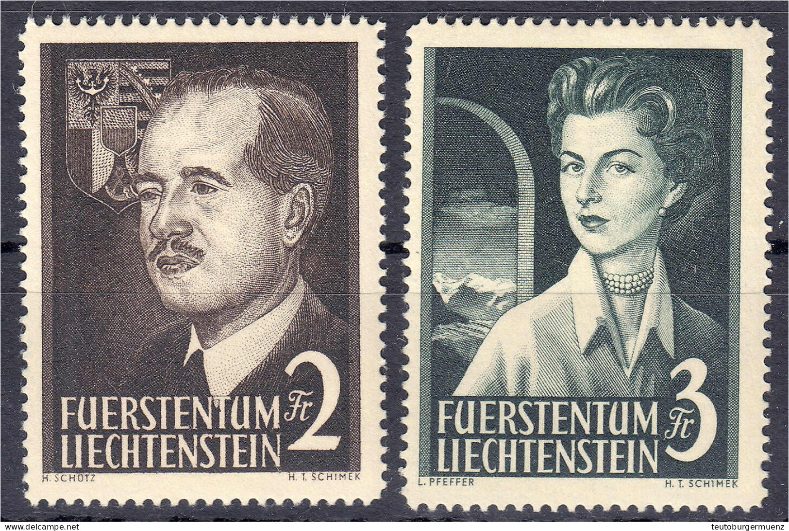 2 Fr. - 3 Fr. Fürstenpaar 1955, Kompletter Satz In Postfrischer Erhaltung. Mi. 240,-€ Michel 332-333. - Sonstige & Ohne Zuordnung
