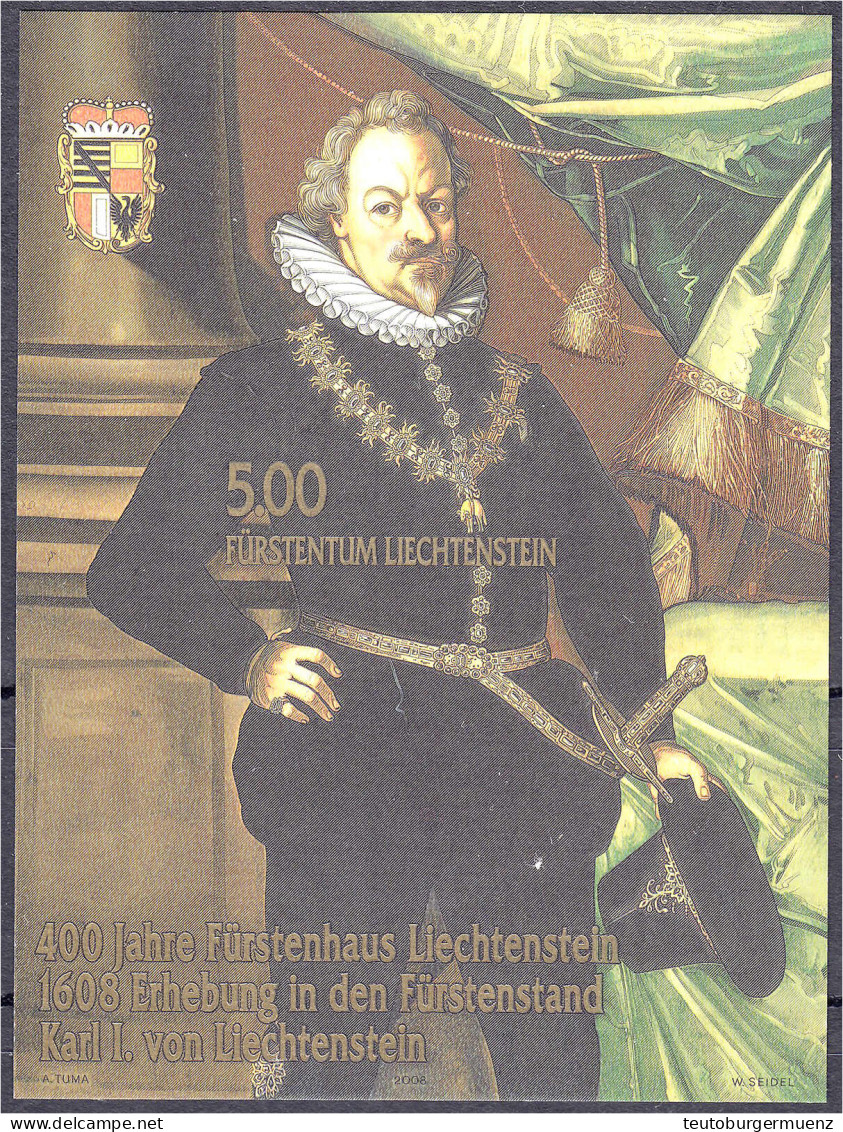 400 Jahre Fürstenhaus Liechtenstein 2008, Ungezähnter Block In Postfrischer Luxuserhaltung. Mi. 600,-€ Michel Block 18 B - Autres & Non Classés