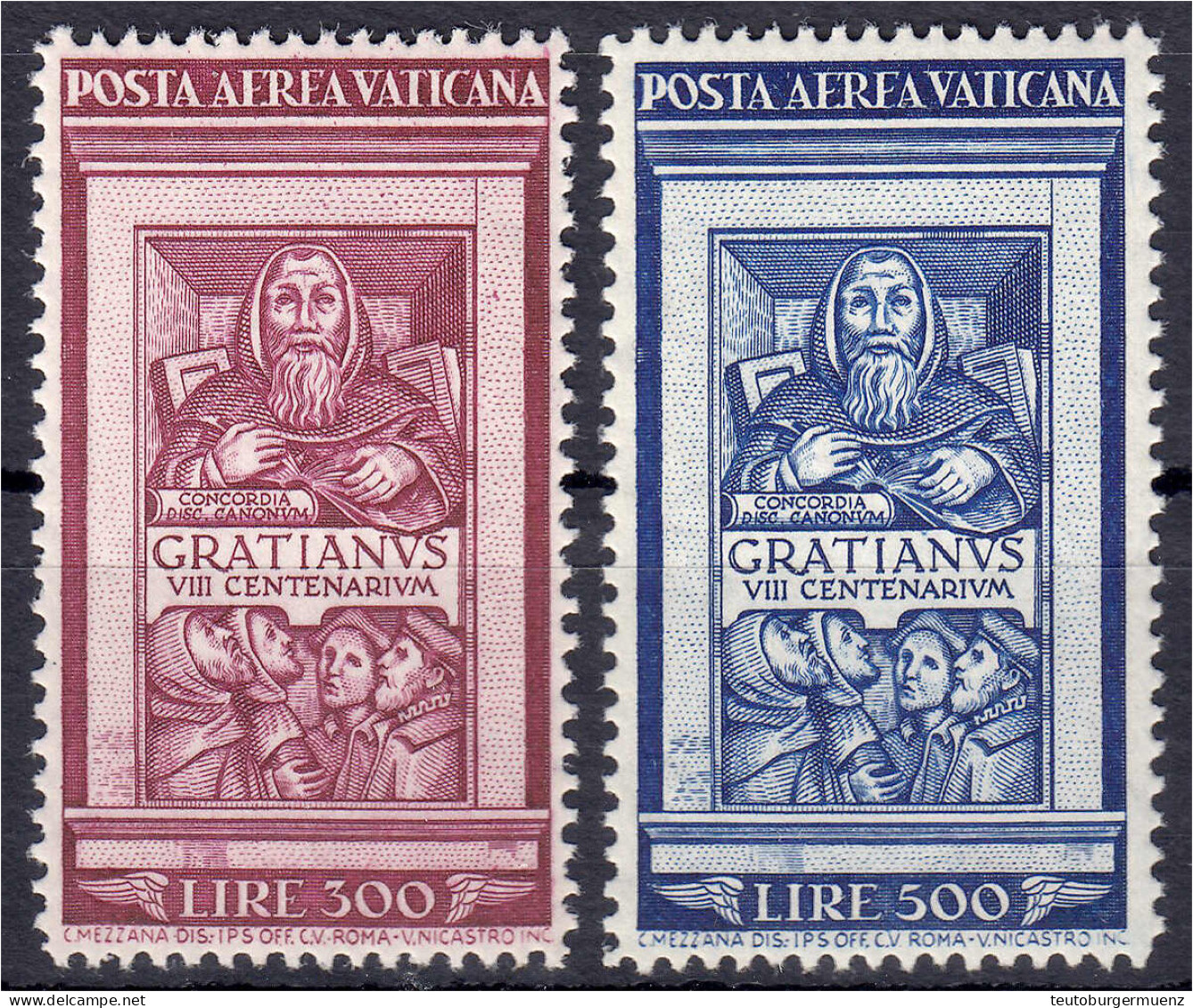 Flugpost 800 Jahre Decretum Gratiani 1951, Kompletter Satz In Postfrischer Luxuserhaltung. Mi. 400,-€ Michel 185-186. - Other & Unclassified