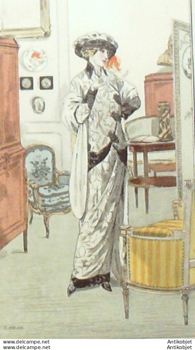 Gravure De Mode Costume Parisien 1912 Pl.28 SIMEON Tailleur De Velours - Eaux-fortes