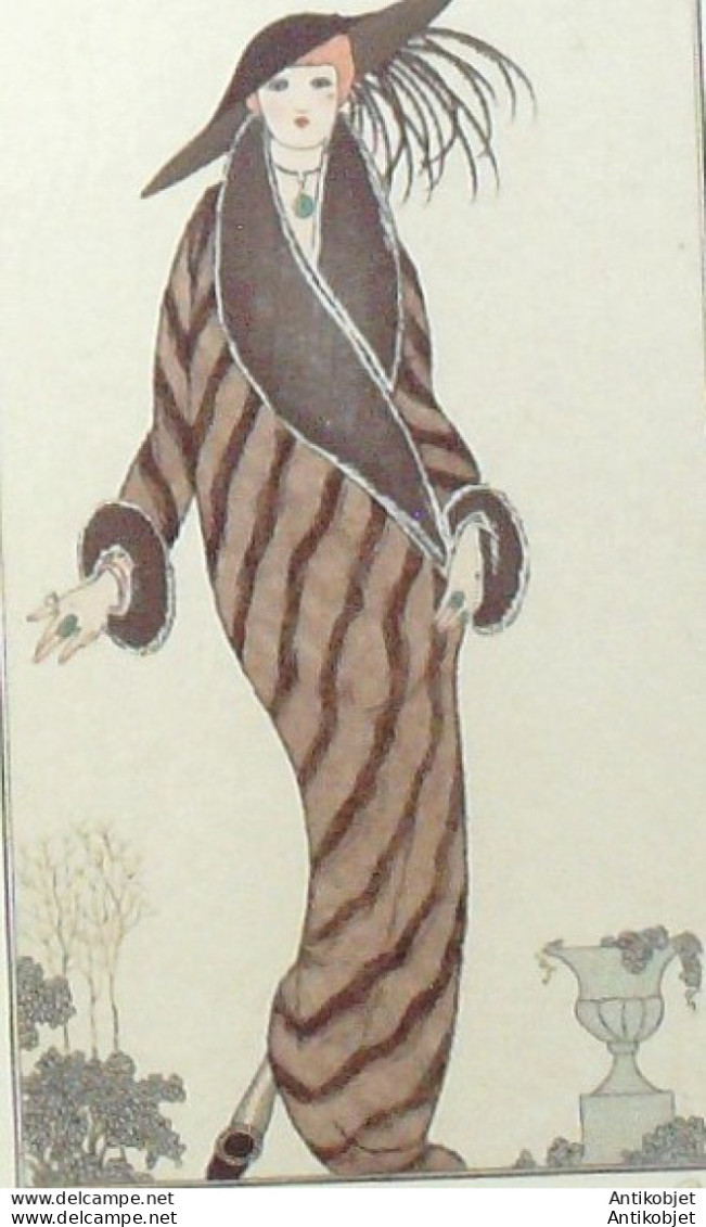 Gravure De Mode Costume Parisien 1912 Pl.30 BARBIER George Manteau Libetine - Etchings