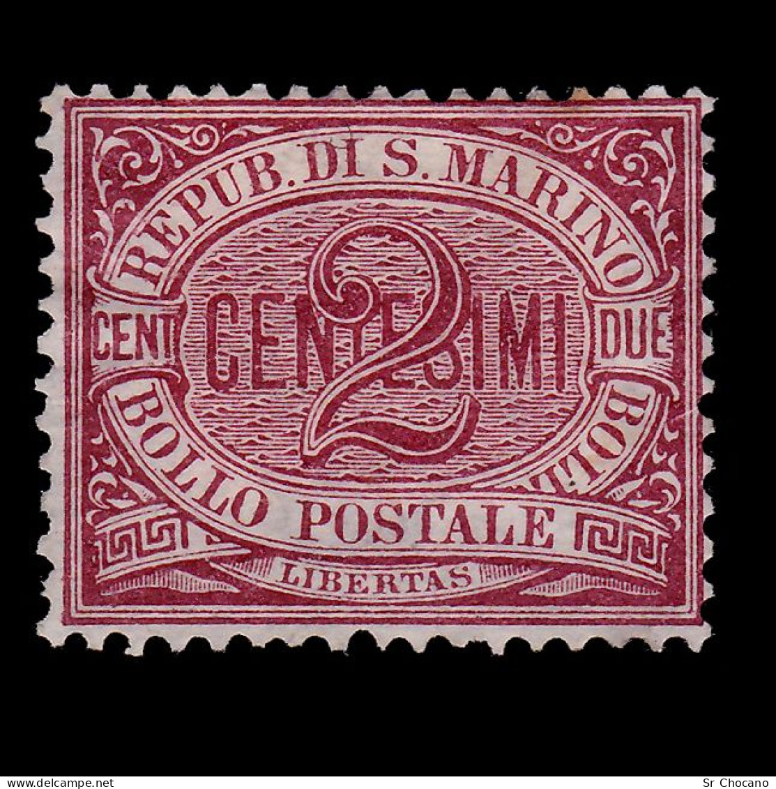 SAN MARINO STAMP.1895.NUMERAL.2c.SCOTT 3.MNG - Neufs