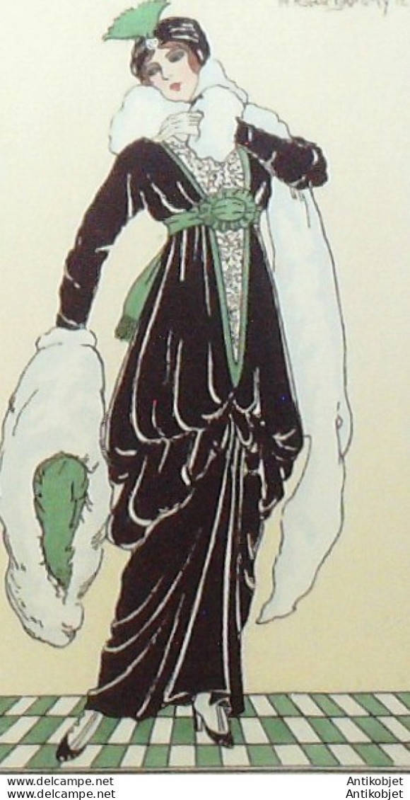 Gravure De Mode Costume Parisien 1913 Pl.048 DAMMY Robert Robe Satin - Radierungen