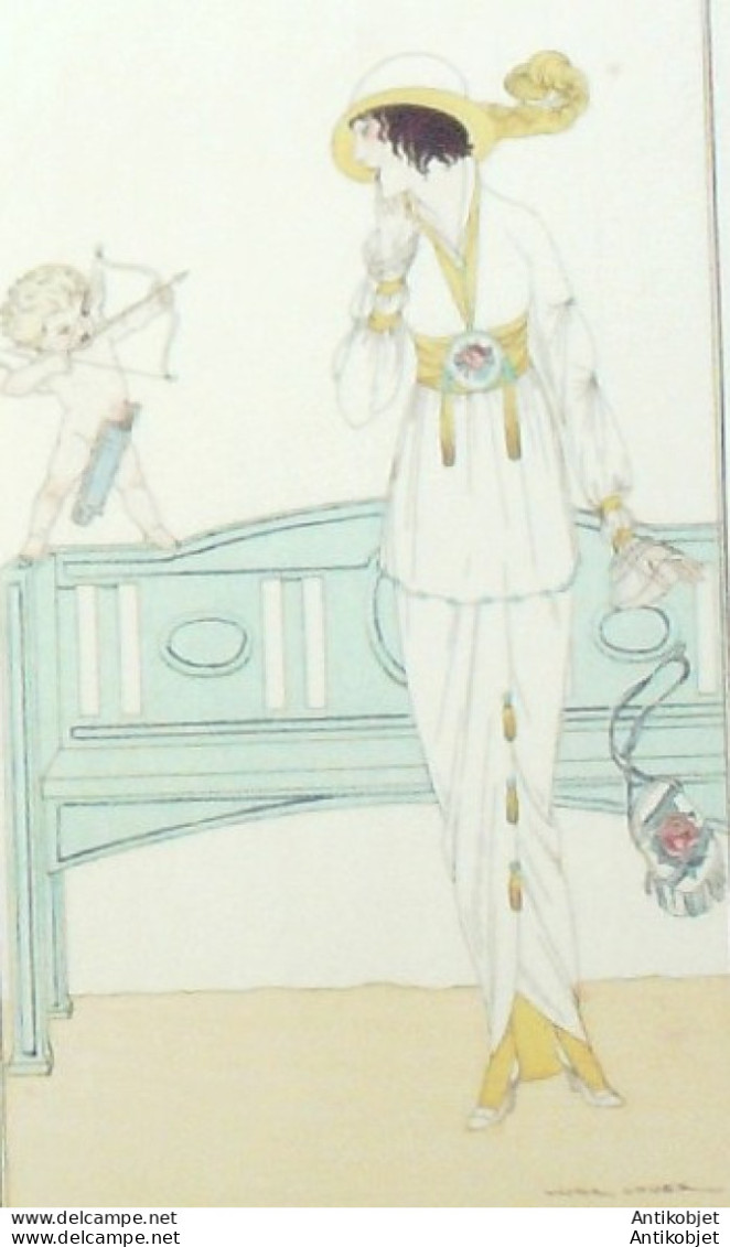 Gravure De Mode Costume Parisien 1913 Pl.079 LHUER Victor Robe De Crêpe - Etsen
