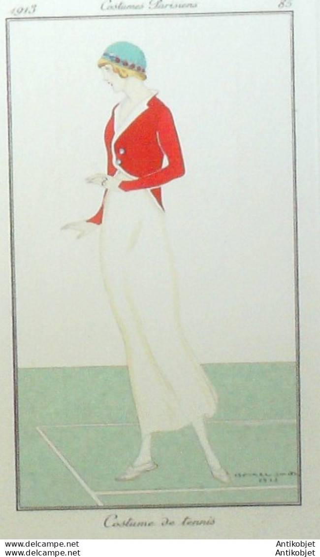 Gravure De Mode Costume Parisien 1913 Pl.085 SMITH Ismael Costume De Tennis - Etchings