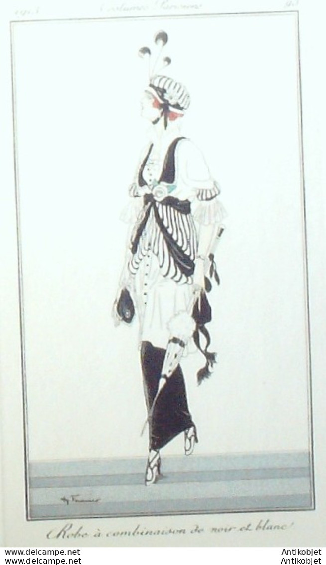 Gravure De Mode Costume Parisien 1913 Pl.093 FOURNIER Henri Robe - Radierungen