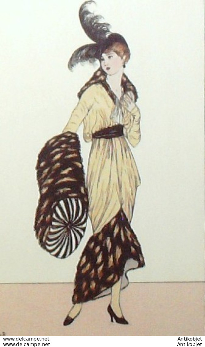 Gravure De Mode Costume Parisien 1913 Pl.110 VAN BROCK Jan Robe De Satin - Radierungen