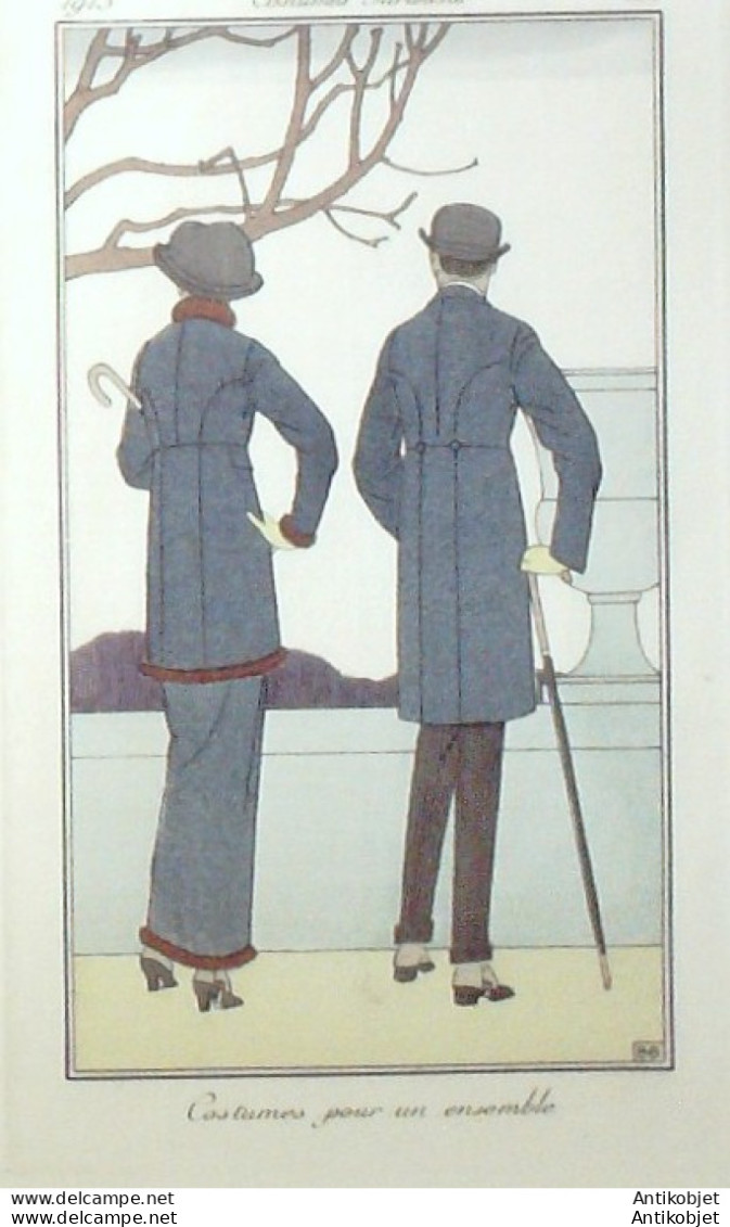 Gravure De Mode Costume Parisien 1913 Pl.121 BOUTET De MONVEL Bernard Costumes - Eaux-fortes