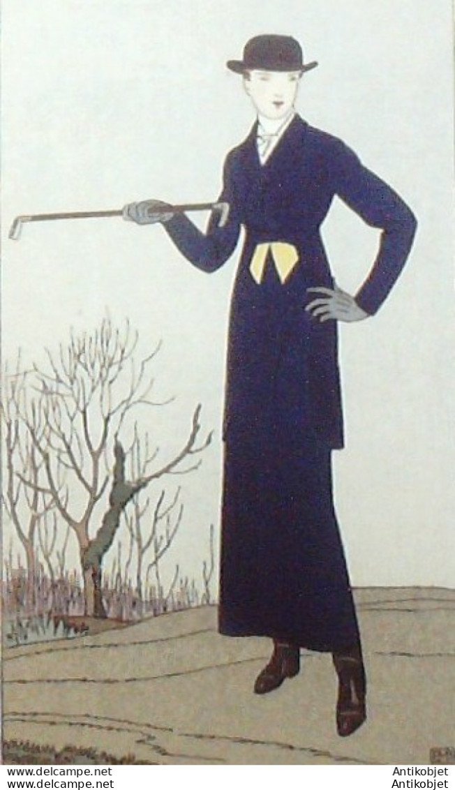 Gravure De Mode Costume Parisien 1913 Pl.126 BOUTET De MONVEL Bernard-Amazone - Radierungen