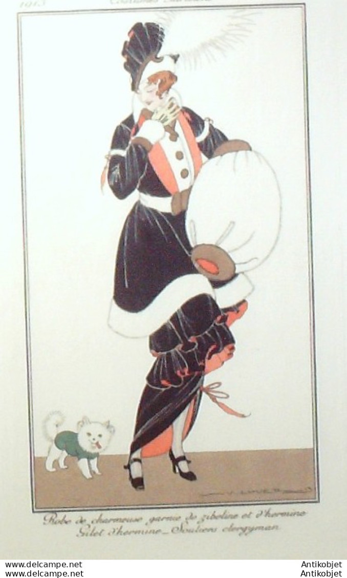 Gravure De Mode Costume Parisien 1913 Pl.128 LHUER Victor Robe Zibeline - Radierungen