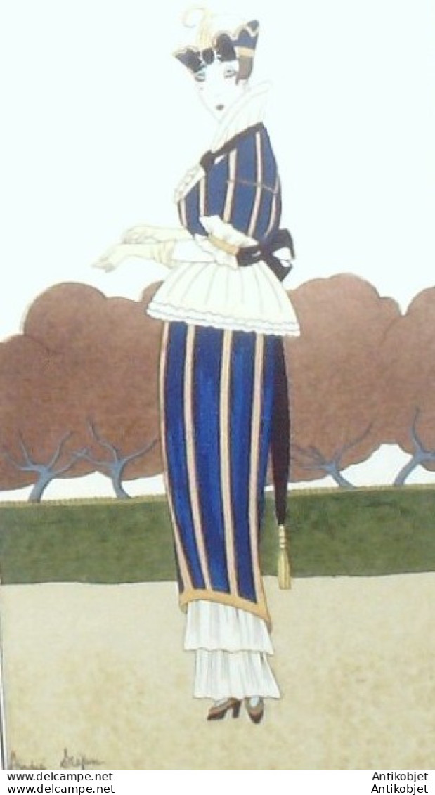 Gravure De Mode Costume Parisien 1914 Pl.138 STEFAN André Robe De Satin - Radierungen