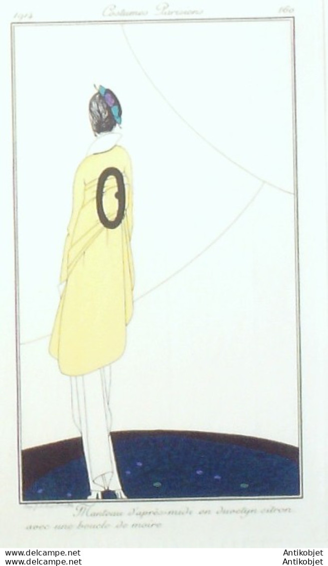 Gravure De Mode Costume Parisien 1914 Pl.160 SOCQUET MEYAN Manteau En Juvetyn - Etchings