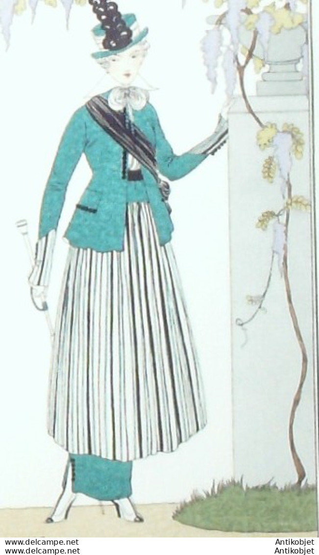 Gravure De Mode Costume Parisien 1914 Pl.163 LHUER Victor Veste De Drap - Etchings