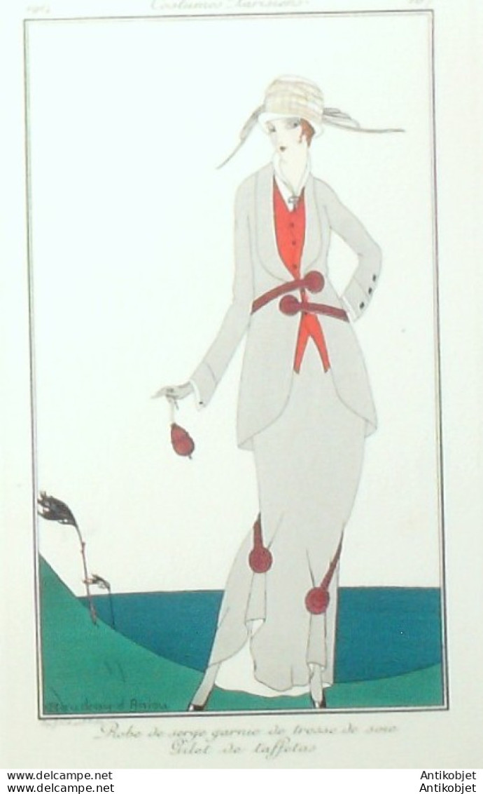 Gravure De Mode Costume Parisien 1914 Pl.167 BAUDRAY D'ANIOU Robe De Serge - Etsen