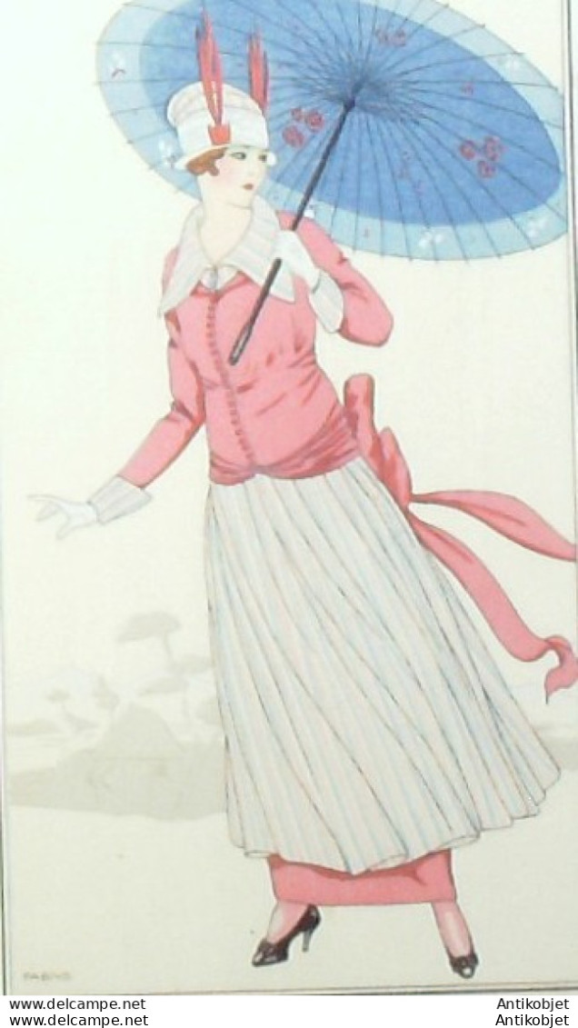 Gravure De Mode Costume Parisien 1914 Pl.174 LORENZI Fabius-Robe De Taffetas - Etsen