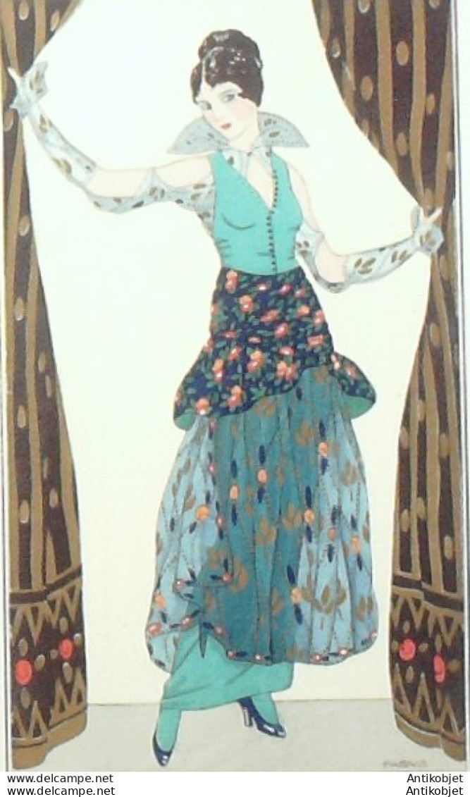 Gravure De Mode Costume Parisien 1914 Pl.184 FABIUS-Robe De Taffetas - Etsen