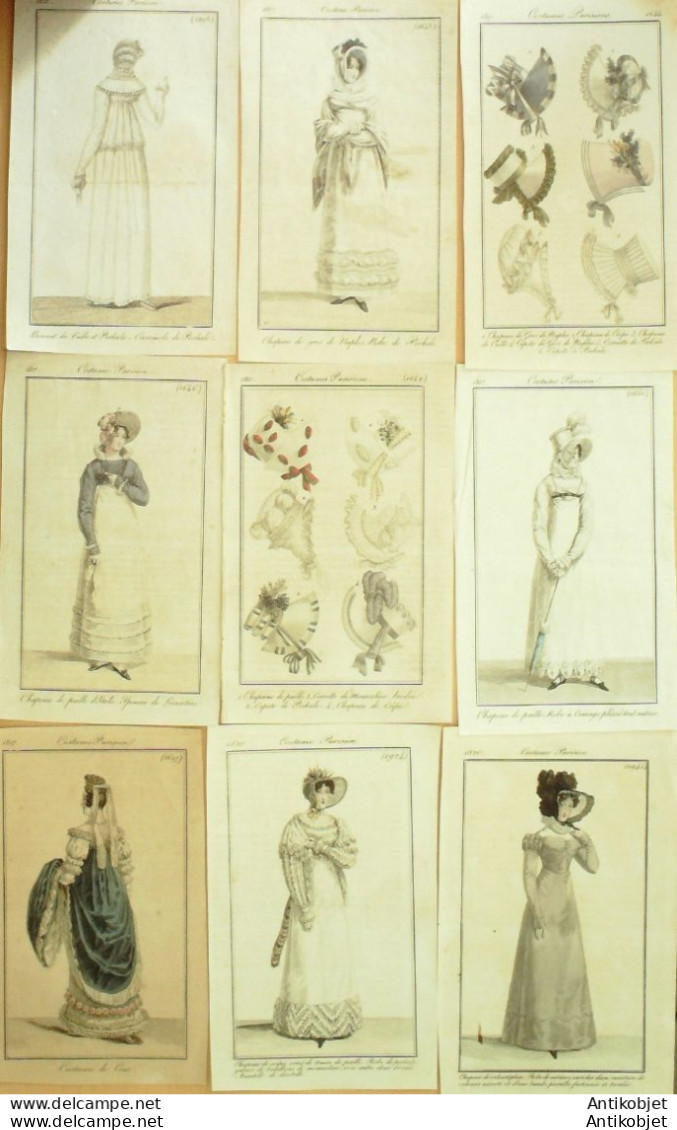 Gravures De Mode Costume Parisien 1813 à 1820 Lot 01 9 Pièces - Etsen