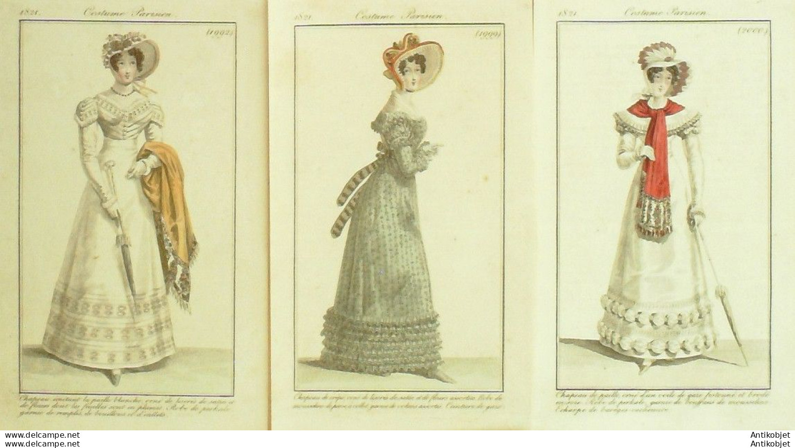 Gravures De Mode Costume Parisien 1821 Lot 03 9 Pièces - Eaux-fortes