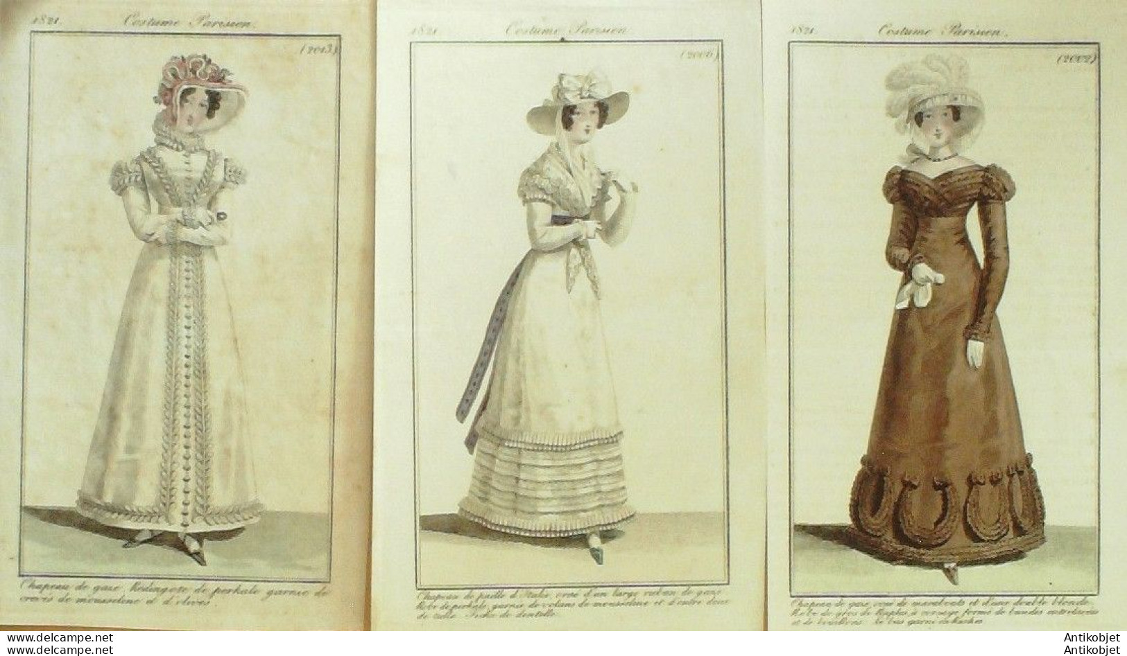 Gravures De Mode Costume Parisien 1821 Lot 03 9 Pièces - Etsen