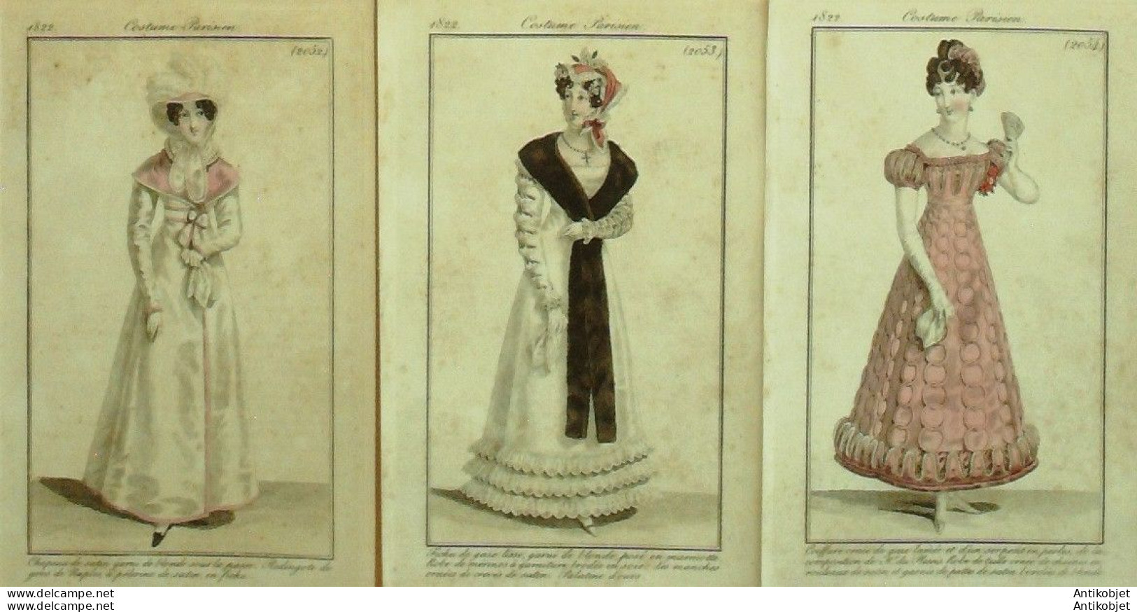 Gravures De Mode Costume Parisien 1821 à 1822 Lot 05 9 Pièces - Etchings