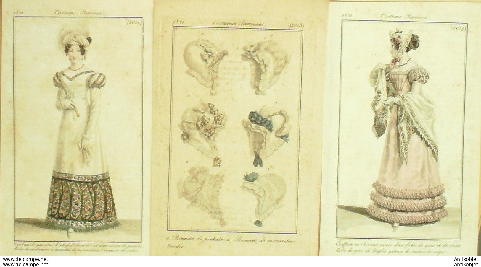Gravures De Mode Costume Parisien 1821 Lot 04 9 Pièces - Radierungen
