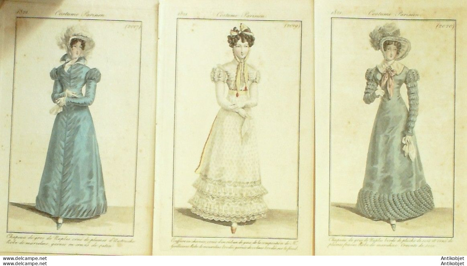 Gravures De Mode Costume Parisien 1821 Lot 04 9 Pièces - Etsen