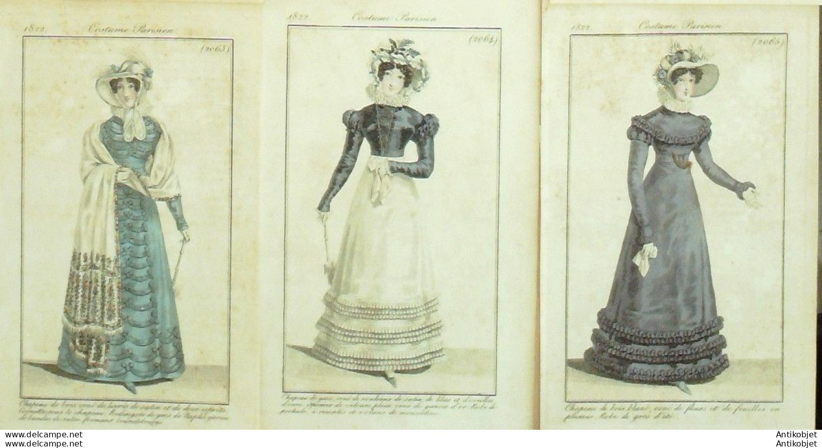 Gravures De Mode Costume Parisien 1822 Lot 06 9 Pièces - Aguafuertes