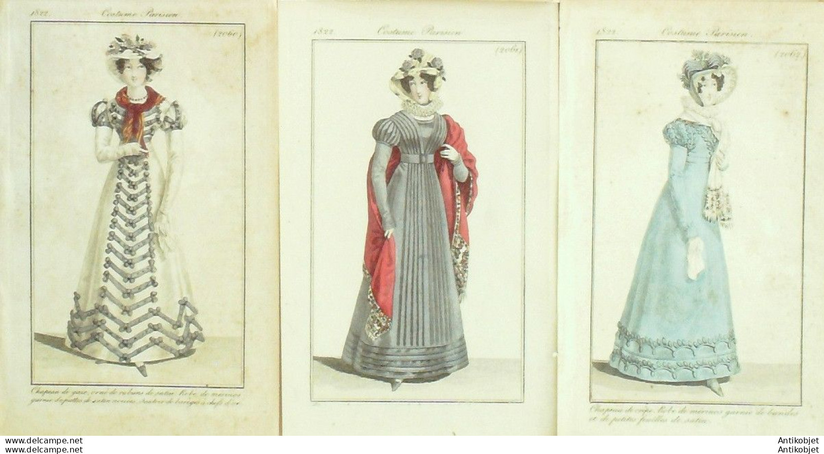 Gravures De Mode Costume Parisien 1822 Lot 06 9 Pièces - Etchings