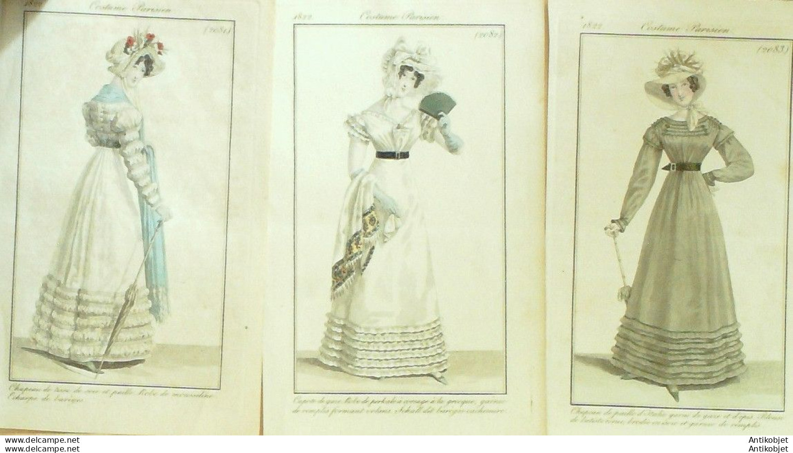 Gravures De Mode Costume Parisien 1822 Lot 08 9 Pièces - Eaux-fortes